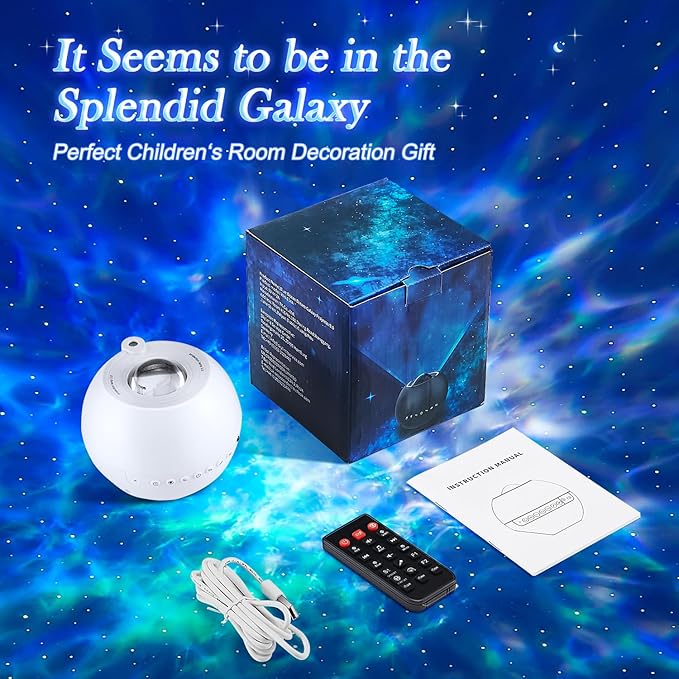 One Fire Galaxy Projector Star Projector Teen Girl Gifts for Boys Gift Ideas Women Gifts Birthday Gifts 360 Effects Northern Lights Night Light Projector Lava Lamp 15 White Noise+Bluetooth Room Decor
