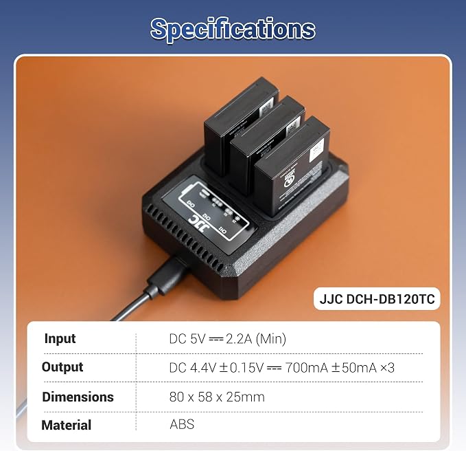 JJC DB-120 Battery Charger USB Triple Slot