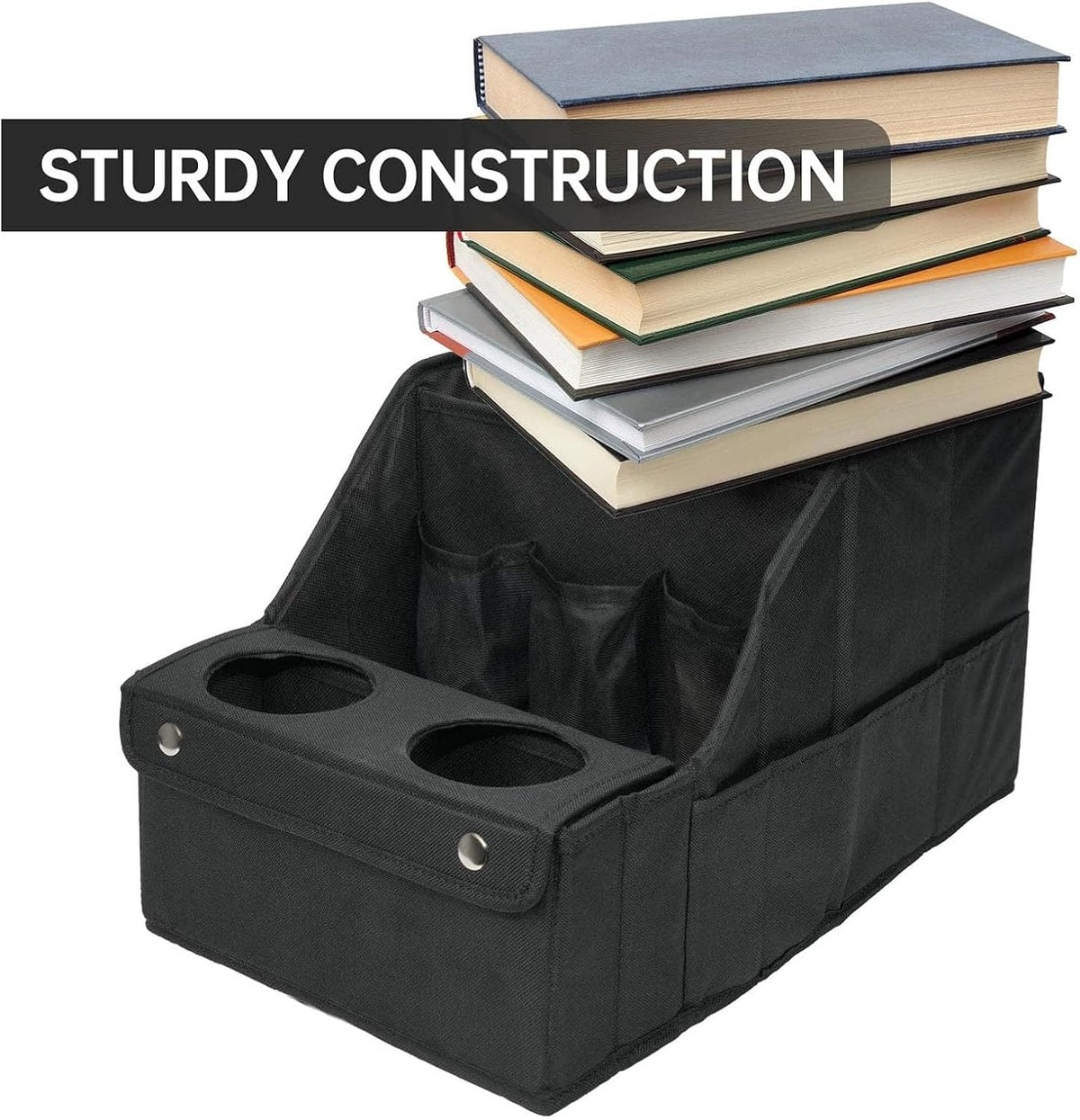Car Seat Organizer Backseat Storage Box with 5 Main Pouches 4 Mesh Pockets 2 Cup Holders for Travel Kids Toys Snacks Books