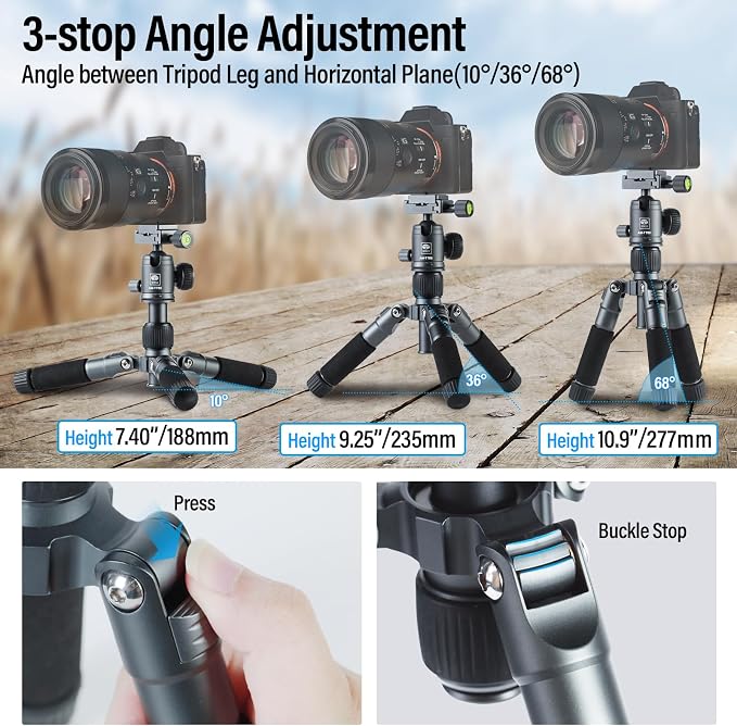SIRUI Compact Mini Desktop Tripod, Loaded up to 17.64lbs, Phone Holder Included