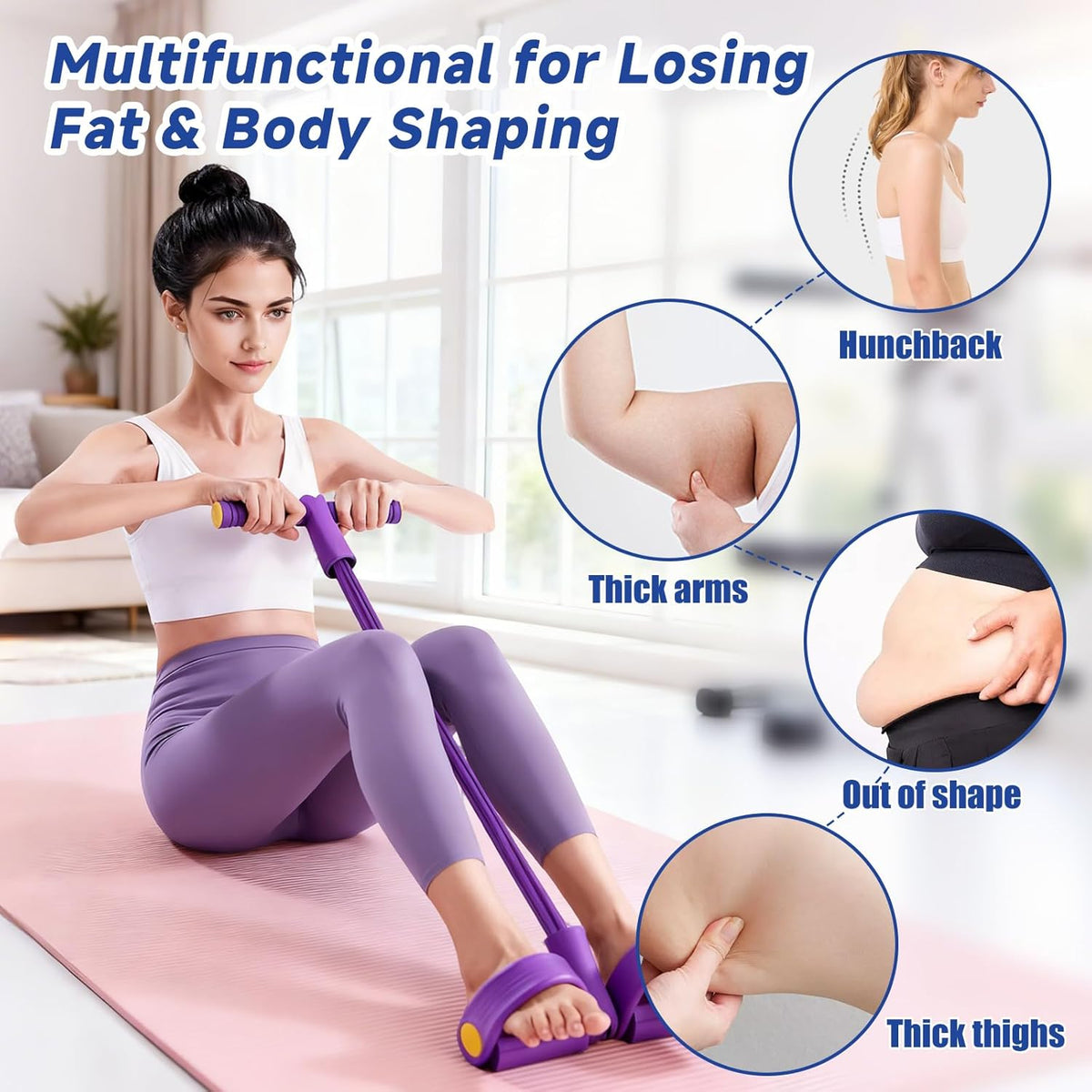 Pedal Resistance Band - 8 Tube Exercise Bands for Full Body Workout | Portable Fitness Equipment