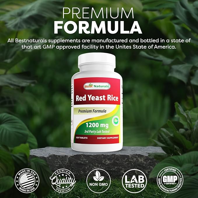 Best Naturals Red Yeast Rice 1200 mg (Non-GMO) 120 Tablets (120 Count (Pack of 2))