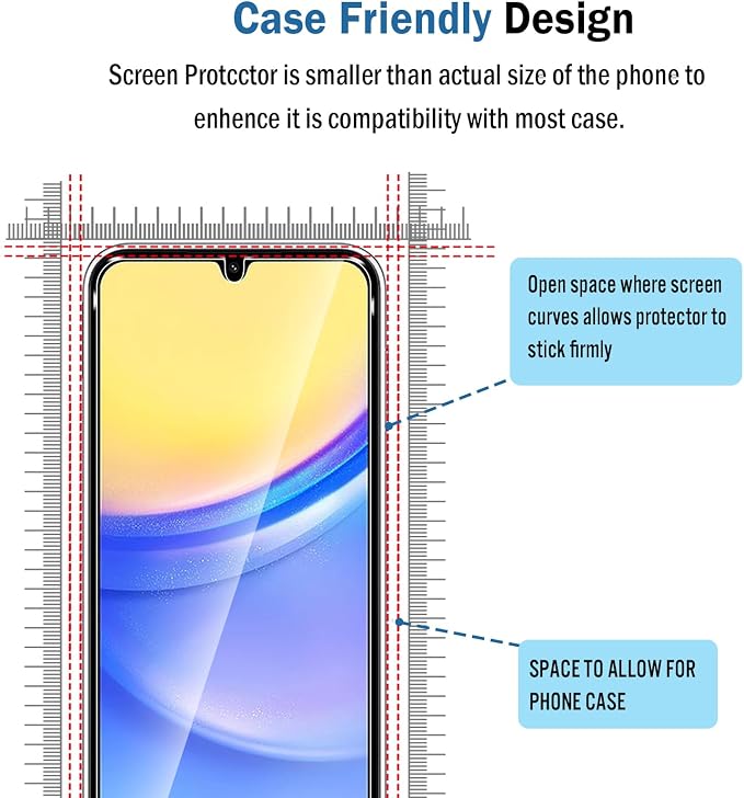 2 Pack Compatible with Samsung Galaxy A15 5G/4G Screen Protector, Full Coverage
