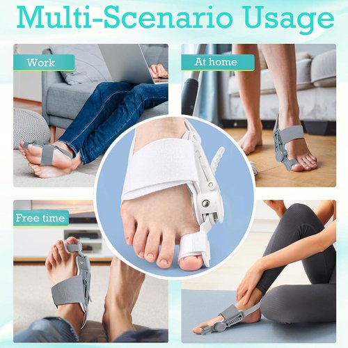 Bunion Corrector for Women & Men, Orthopedic Bunion Splint with Toe Separator Adjustable Toe Straightener for Right Left Feet-Grey