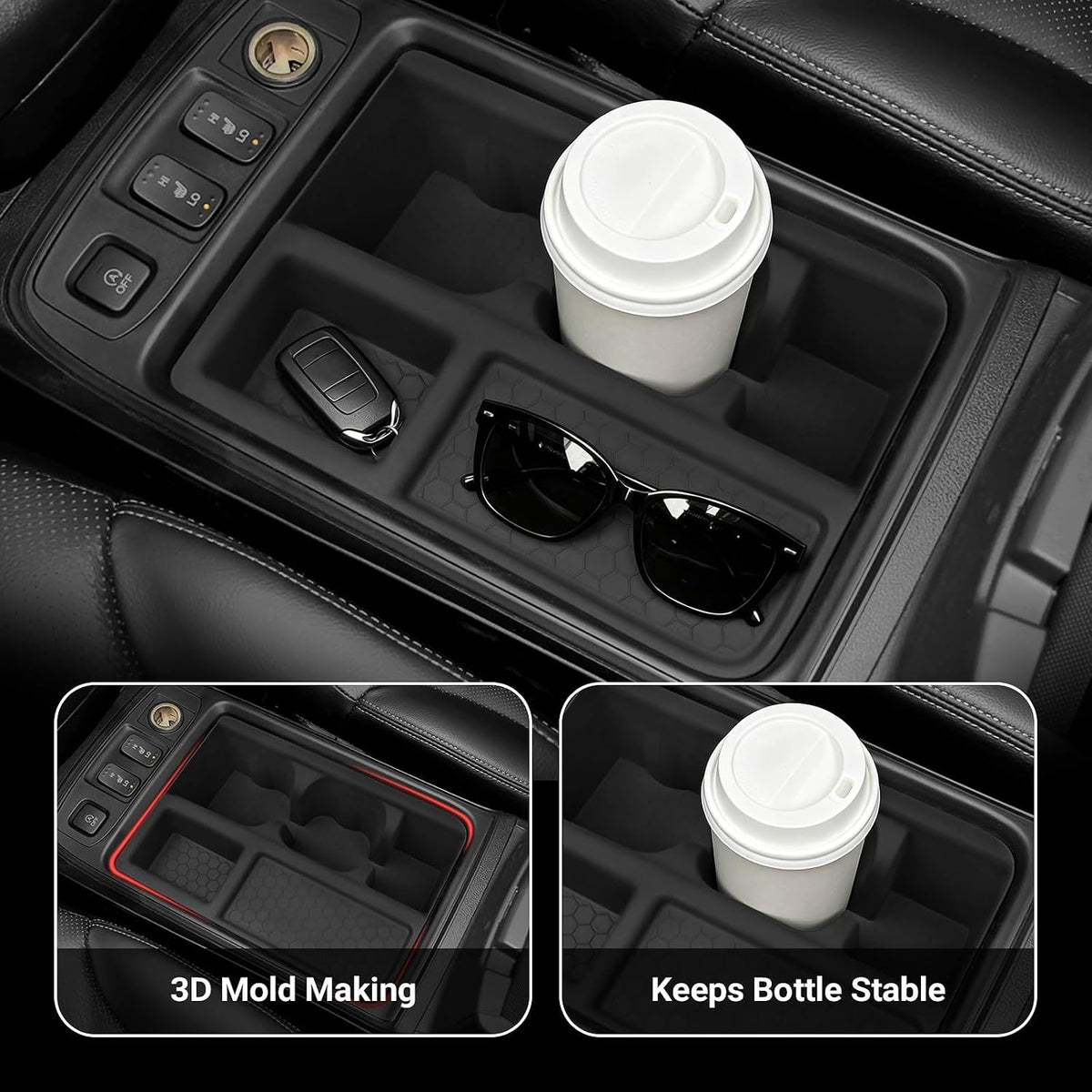Hellet Car Cup Holder Compatible with Honda 2015 2016 CRV Accessories Silicone Material OEM Style Inserts Center Console Organizer