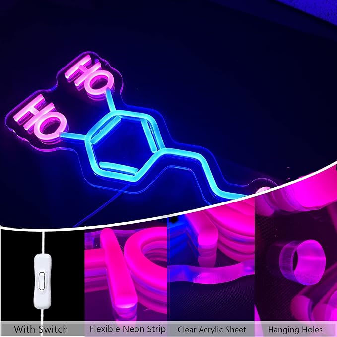 Dopamine Molecule Neon Sign Dimmable LED Light Up Wall Decor Science Chemistry