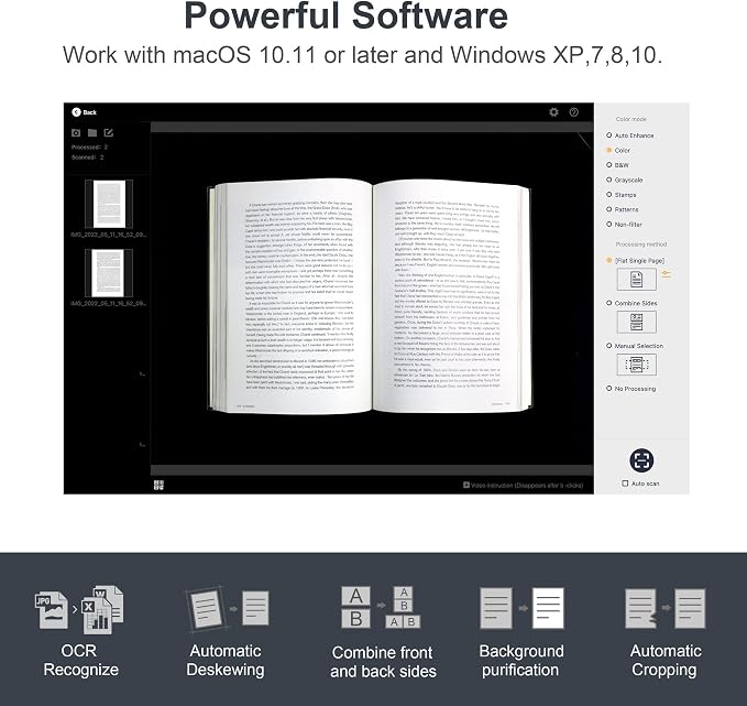 CZUR ET18 Pro Professional Document Scanner, 2nd Gen Auto-Flatten & Deskew Tech