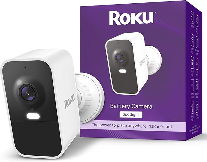 Roku Wireless Battery Security Camera 2025, Indoor/Outdoor Weather‑Resistant