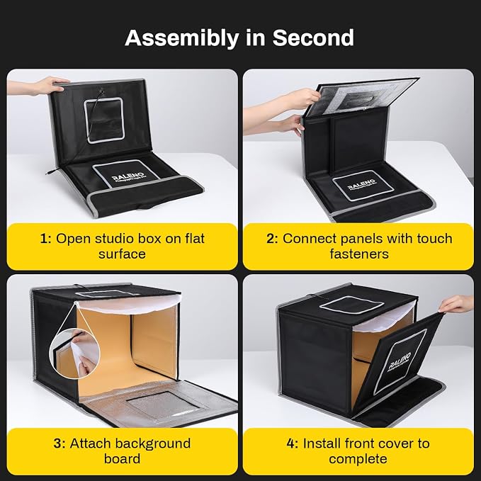 RALENO 16"x12" Photo Light Box Photography, 24W Foldable Photo Studio Light Box