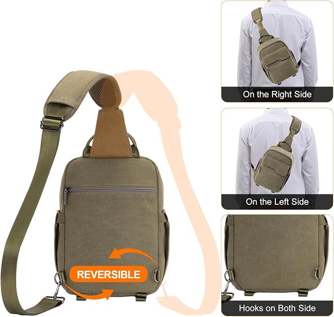 Cwatcun Camera Sling Bag Compact Large Camera Case, Waterproof Canvas Crossbody