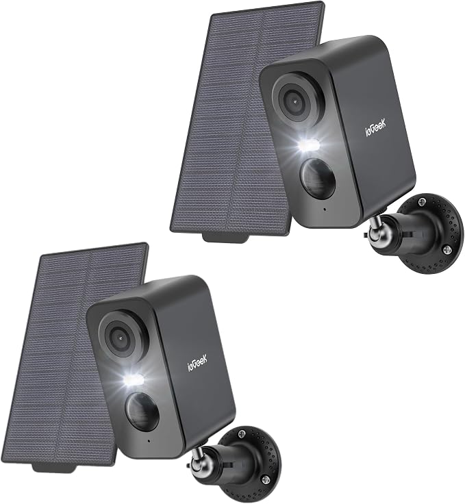 Solar Security Cameras Wireless Outdoor, ieGeek 2 Pack 2K WiFi Battery Camera