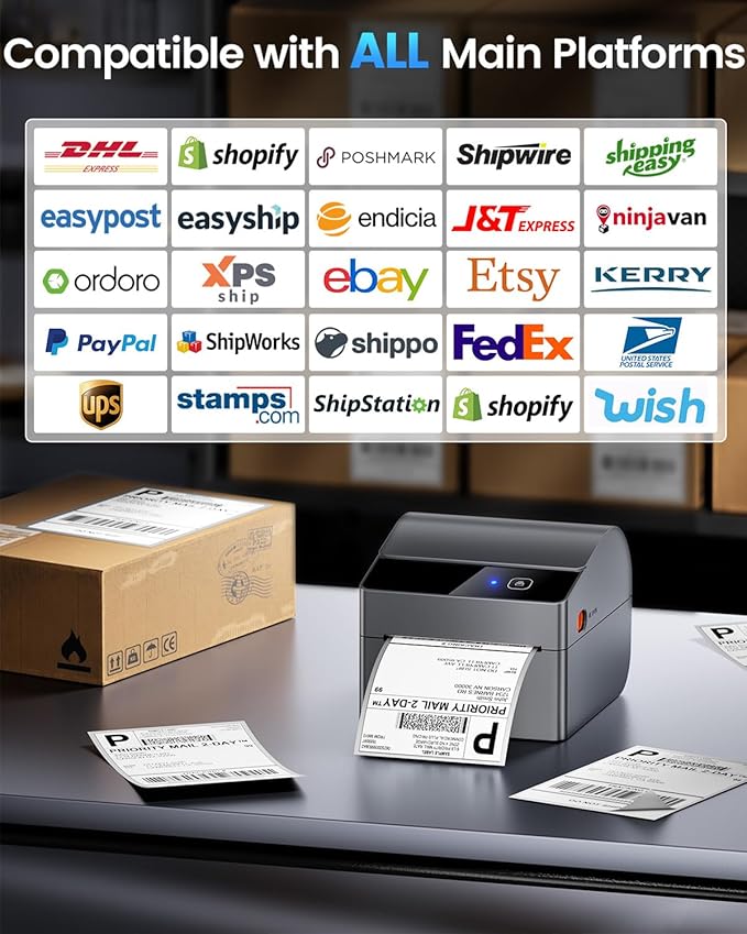 ASprink Bluetooth Shipping Label Printer 4x6, 2026 Upgraded Thermal Label