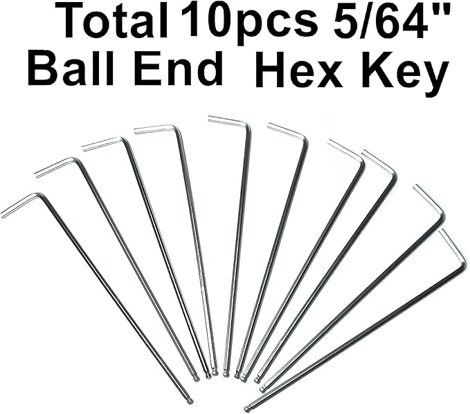 10pcs 5/64 Ball End Allen Wrench sets,5/64" Hex Key Wrench set,allen key Door Key L Shaped hex wrench set with Long Arm.