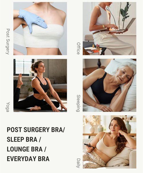 FeelinGirl Post Surgery Compression Bra - Women's Wirefree Front Closure with Adjustable Straps