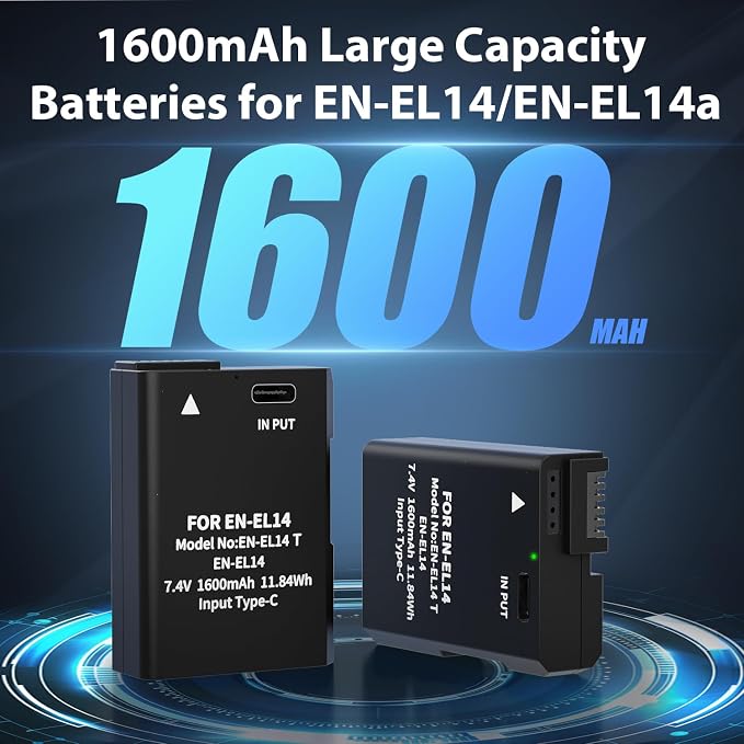 LP EN-EL14 EN-EL14a Battery 1600mAh 2-Pack
