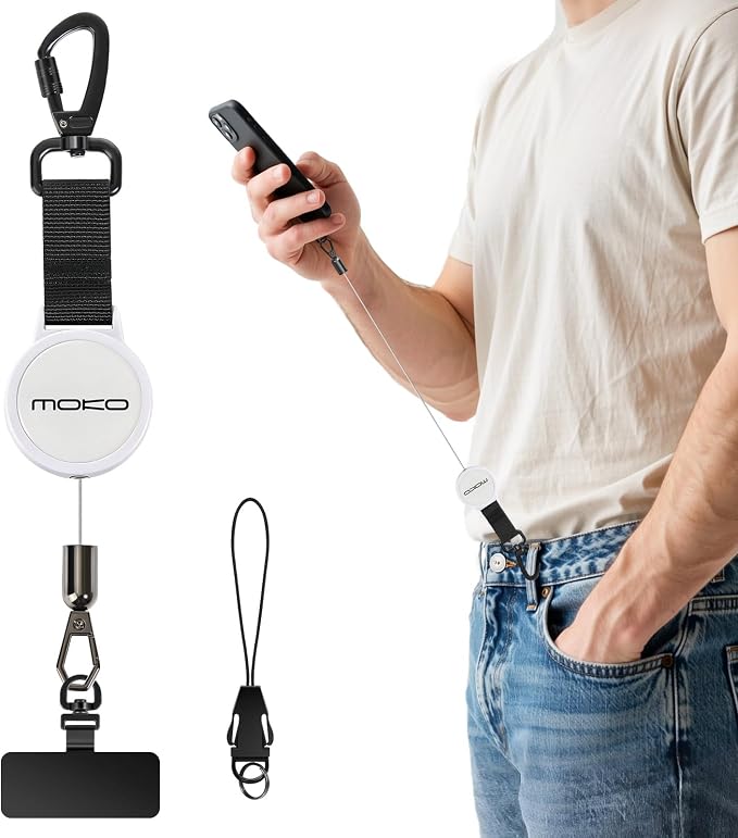 MoKo Anti-theft Phone Tether, Phone Lanyard Retractable Steel Line Cellphone