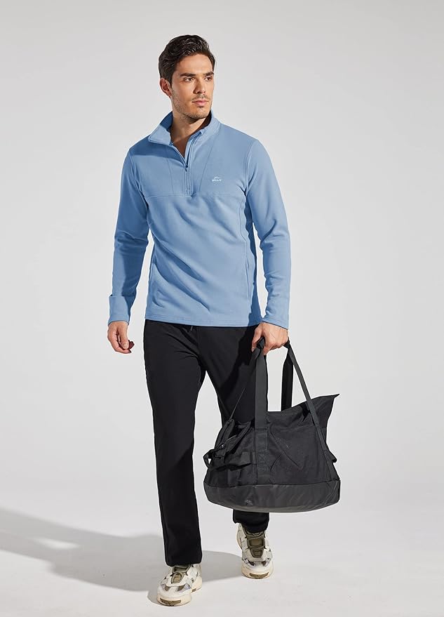 Willit Men's Winter Shirts Fleece Pullover with Pocket Quarter Zip Cold Weather Golf Hiking Casual Warm Shirts Long Sleeve