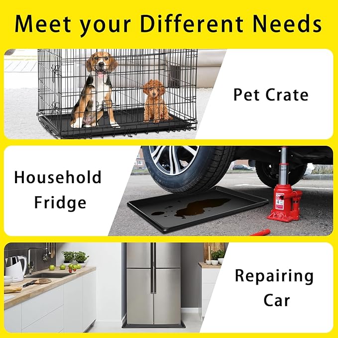 6 Pcs Extra Large Oil Drip Pan, 35.4×24×1.6Inches Oil Drain Pan for Under Car,Plastic Oil Drip Tray for Garage, Fridges, Washing Machines, Cat Litter Box,Keeps Floors Safe & Clean