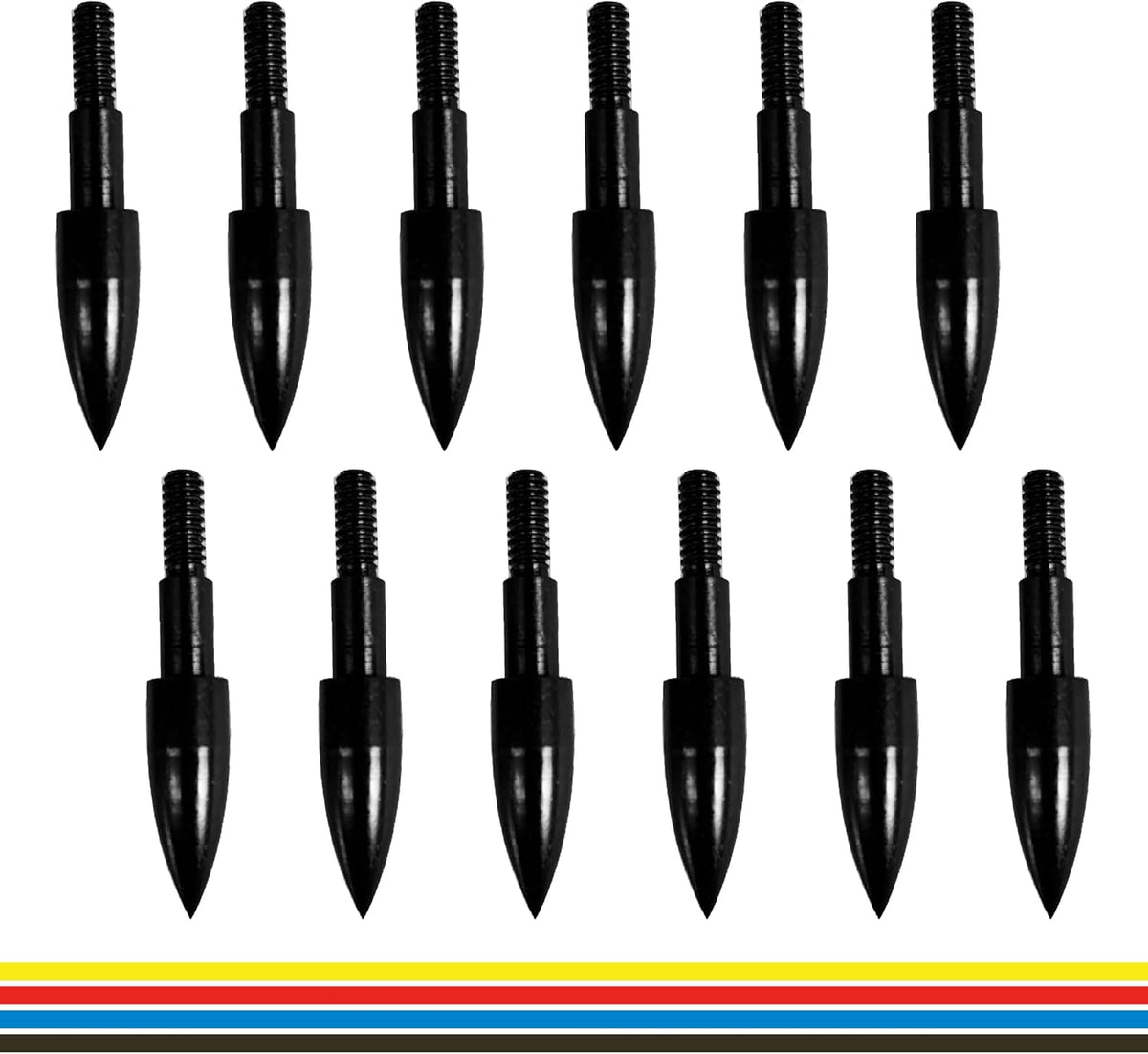 Skiennix Archery Arrow Tips - 12pcs Field Points for Target Practice | 100/125/150/200 Grain, 5/16 Inch
