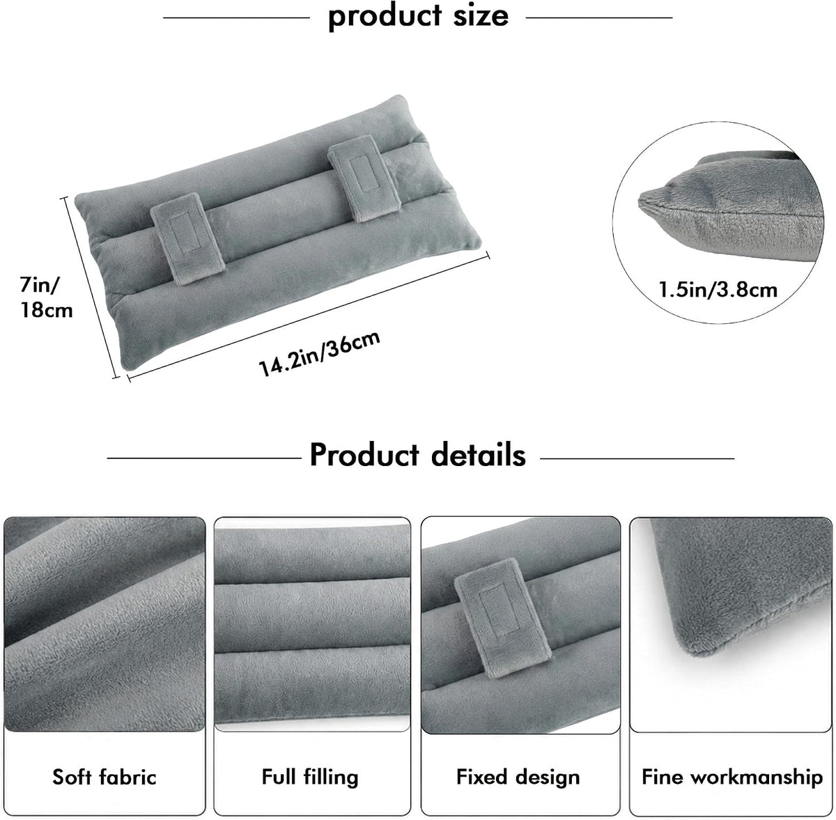 Seat Belt Pillow Post Surgery Mastectomy Seatbelt Cushion for Abdominal Hysterectomy Heart Surgery Recovery Support Stable Non Slip Adult Car Ride Comfort Padding Grey