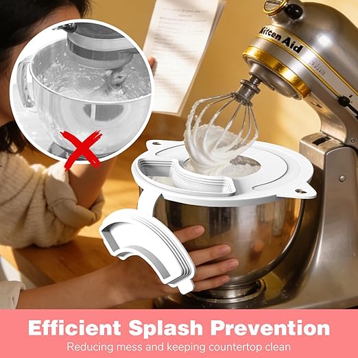Flour Funnel for Kitchen Aid Mixer Flour Funnel for Stand Mixer 3-in-1 Accessory Set with Splash Guard Lid & Measuring Cup for 4.5-5 Qt Tilt-Head Mixers Food-Grade Silicone