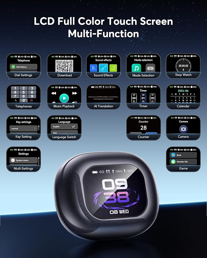 AI Real-Time Translation Earbuds, 198 Languages Two-Way Translator Headphones