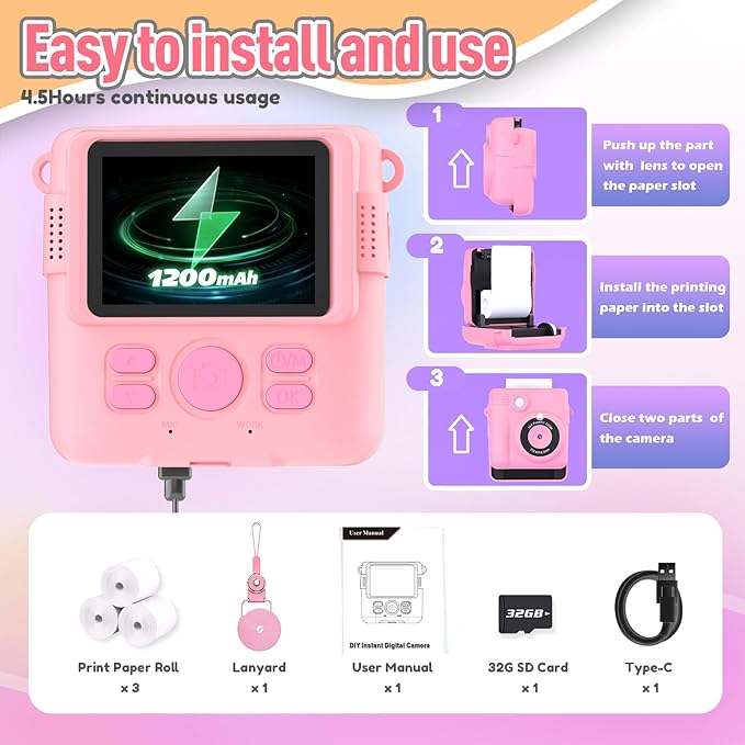 ESOXOFFORE Instant Print Camera