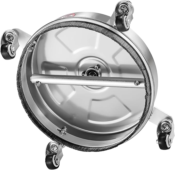 VEVOR 14 Inch Pressure Washer Surface Cleaner, 4000 PSI Stainless Steel Attachment with 4 Wheels, 2 Nozzles, 1/4 Inch Quick Connect and 2 Wands for Concrete, Patio, Deck