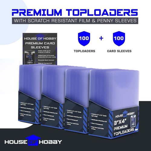 200pc Top Loaders | Hard Plastic Card Sleeves & Penny Sleeves Bundle for Trading Cards