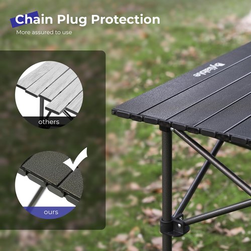 Byliable Camping Table Folding Portable Camp Aluminum Fold Up Lightweight Roll Up Table Adjustable Height with Carry Bag Indoor Outdoor for Camping, Picnic, Backyard, BBQ, Patio, Black
