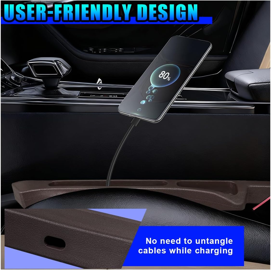 2PCS Car Seat Gap Filler Organizer, Universal for SUV Truck (Brown)