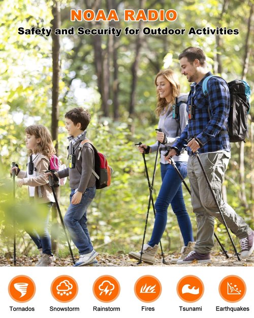 Long Range Walkie Talkies, 4 Pack Rechargeable 2 Way Radios Walkie Talkie with 22 FRS Channel, NOAA Weather Alert, VOX, Built-in 1200mAh Li-ion Battery for Kids Adults, Camping Hiking Cruises
