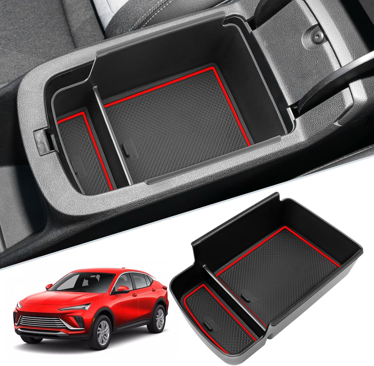 SKTU for 2024 2025 2026 Buick Envista Accessories Center Console Organizer 2024 2025 2026 Envista Insert ABS Materials Tray 2024 2025 2026 Envista Accessories Console Tray (Red)