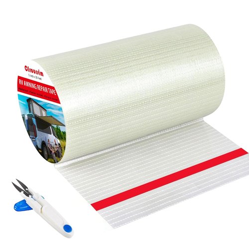 Fiberglass RV Awning Repair Tape Kit - 5 Inch Wide, 39ft Heavy-Duty Waterproof Patch for Tents, Tarps, and Boats
