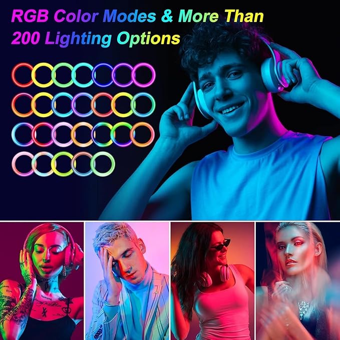 12.3" Ring Light with Stand & Phone Holder Tall 75", 51 Color Modes Circle
