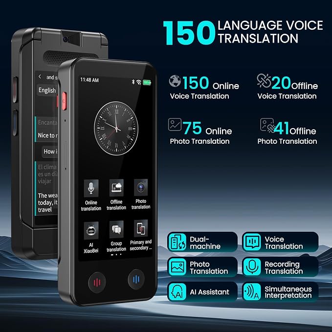 Language Translator Device, Upgraded Detachable Dual Screen AI Translator
