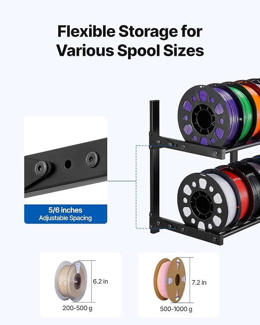 VEVOR Wall Mount Printer Filament Storage Rack, 2-Tier Wall Bracket Storage