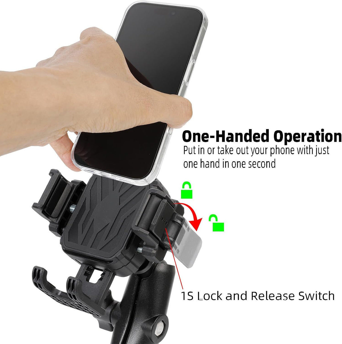 Heavy Duty Phone Mount Holder with Vibration Dampener for Boat Truck Car [Camera Friendly] [1s Lock & Release] [Aluminum Screw-Mounted AMPS Diamond Base & Medium Arm], Fits 4.7-7.2" Cell Phones