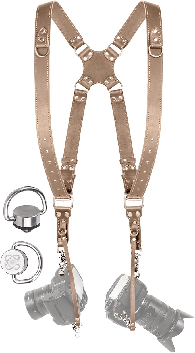 C Coiro Dual Camera Harness Shoulder Leather Camera Strap