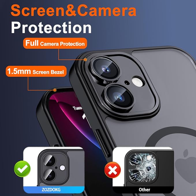 for iPhone 16 Case with Privacy Screen Protector and Camera Protection