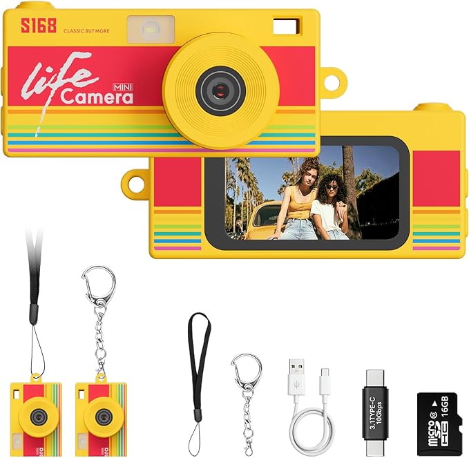 Mini Keychain Digital Camera, 1440P Video, 2MP Photos, 16GB Card, Type C