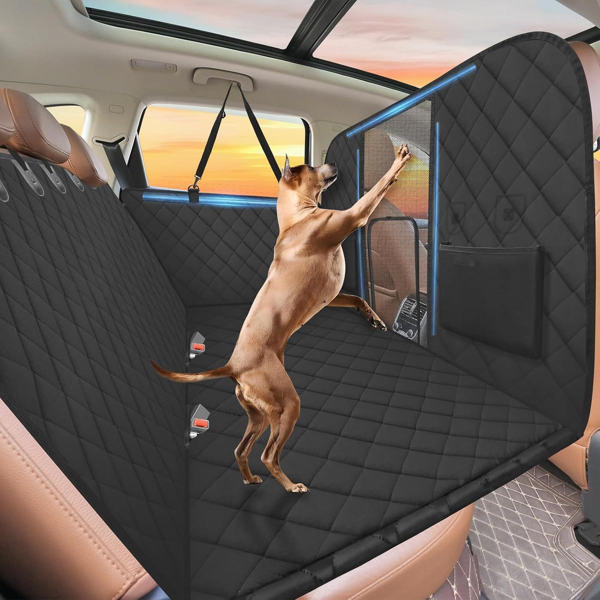 Hard Bottom Dog Car Seat Cover for Back Seat, High Barrier