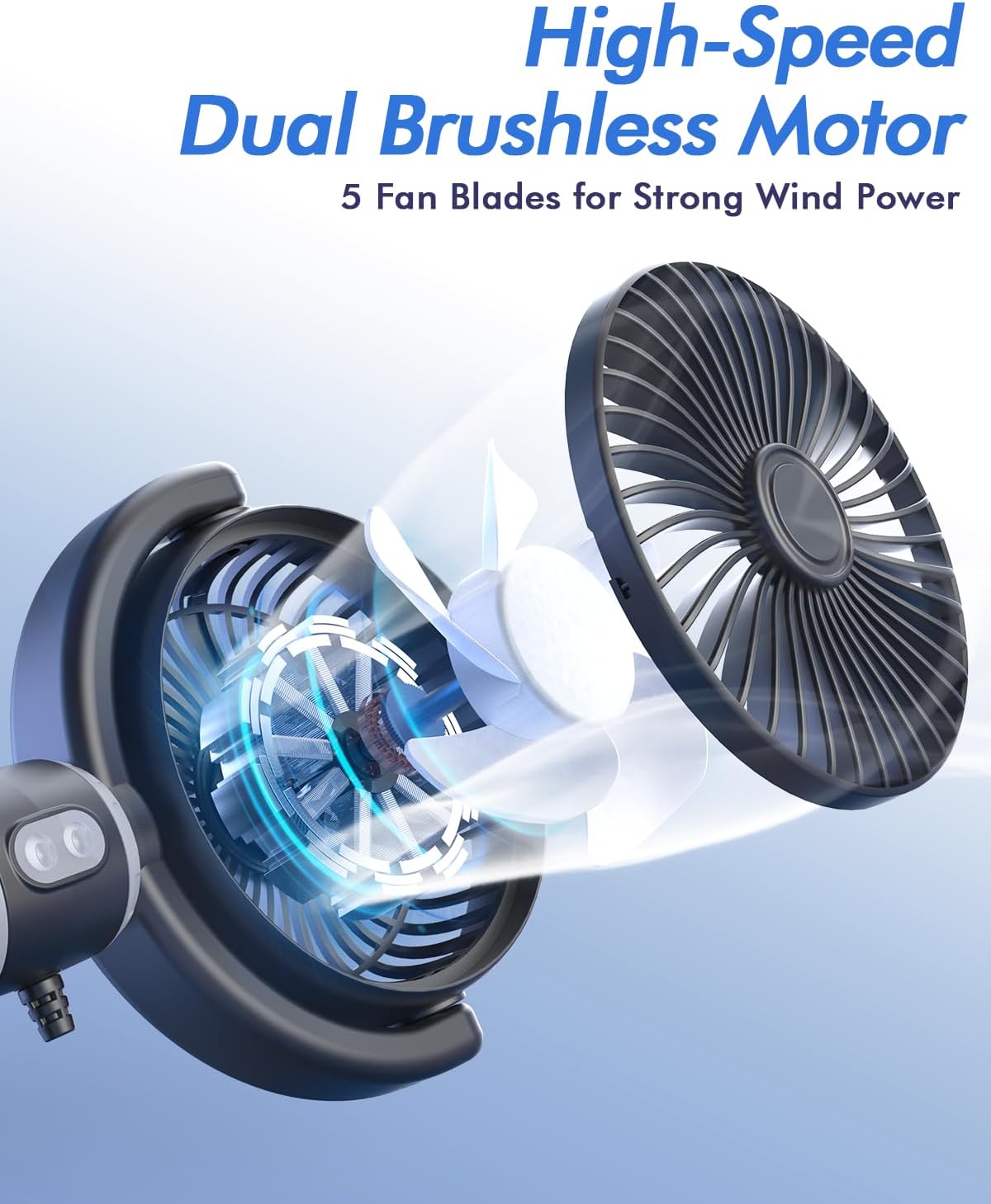 Car Fan USB Powered for Baby: Dual Car Cooling Fans for Backseat 3 Speed Separate Controlled Quiet Brushless Motor 360° Rotatable 5V 2A Rear Seat Air Circulation for Vehicle Van Truck SUV RV(USB Plug)