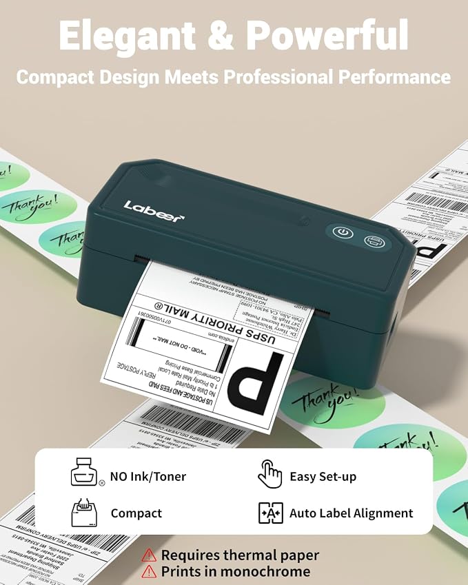 Labeer Bluetooth Thermal Shipping Label Printer, Wireless 4x6 Label Printer