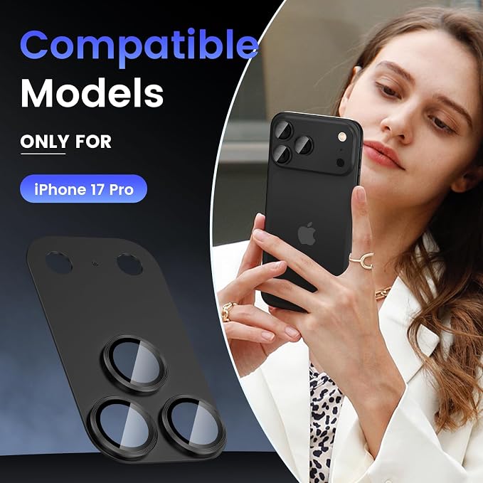 Tensea for iPhone 17 Pro Camera Lens Protector, Metal Aluminum Alloy Tempered