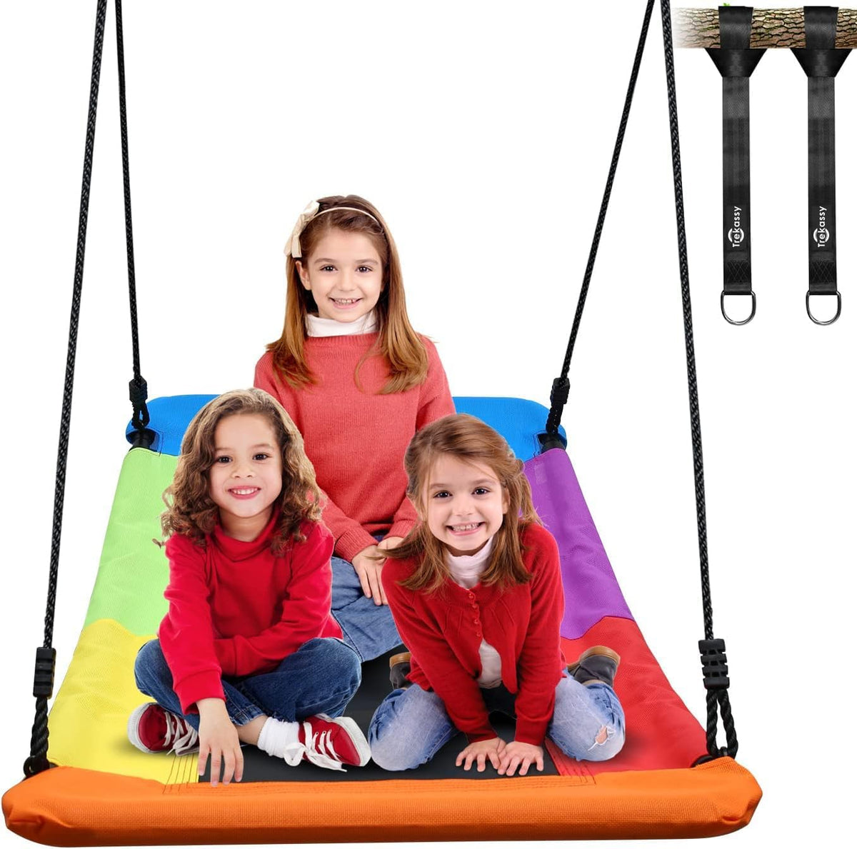Trekassy 60" Skycurve Platform Tree Swing - 700lb Capacity for Kids & Adults | Rainbow Design