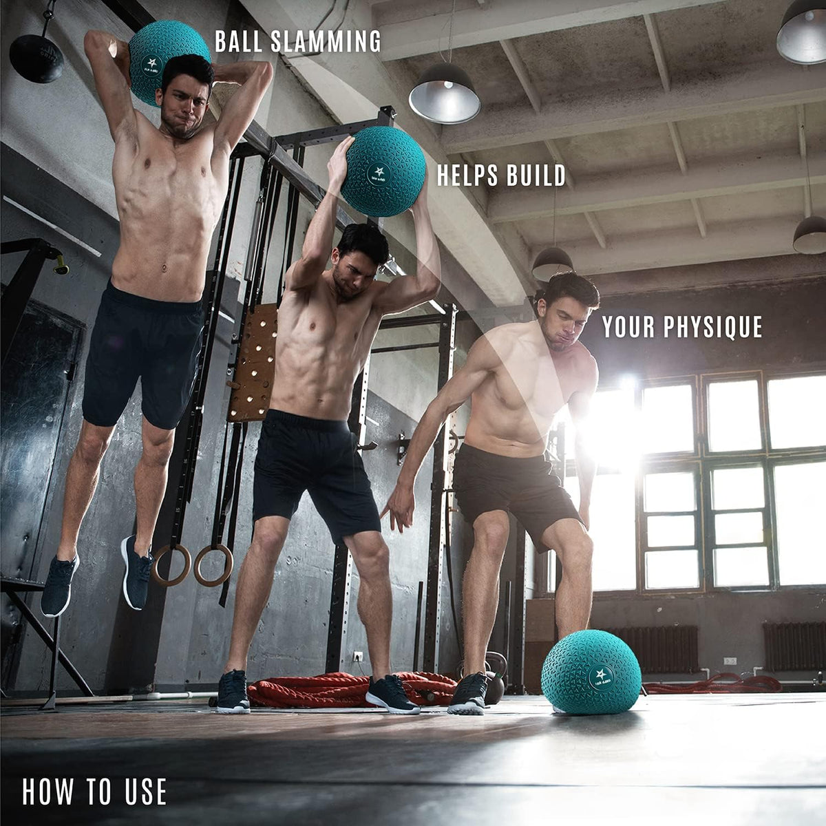 Yes4All Slam Ball - 15lbs Durable PVC Sand-Filled Weighted Ball for Strength Training | Teal Color
