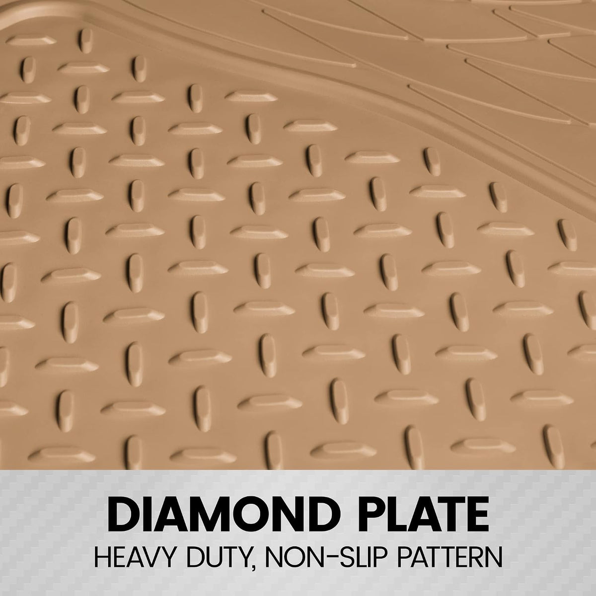 BDK Heavy Duty Rubber Cargo Mat Liner - All-Weather Trunk Protection, Trim-to-Fit Design for Cars, SUVs, Vans &amp; Trucks - Non-Slip, Waterproof, Durable Cargo Floor Liner - 46" x 56.75" x 0.25" - Beige