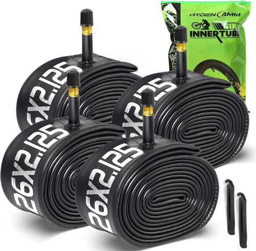 Bike Tube 2/4 Pack by [Brand Name] - 20/26x2.125 Inner Tubes with 35mm AV Schrader Valve & Tire Levers
