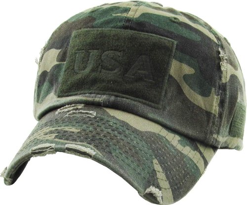 KBETHOS Vintage Distressed USA Military Baseball Cap - Adjustable Thin Blue & Red Line Dad Hat